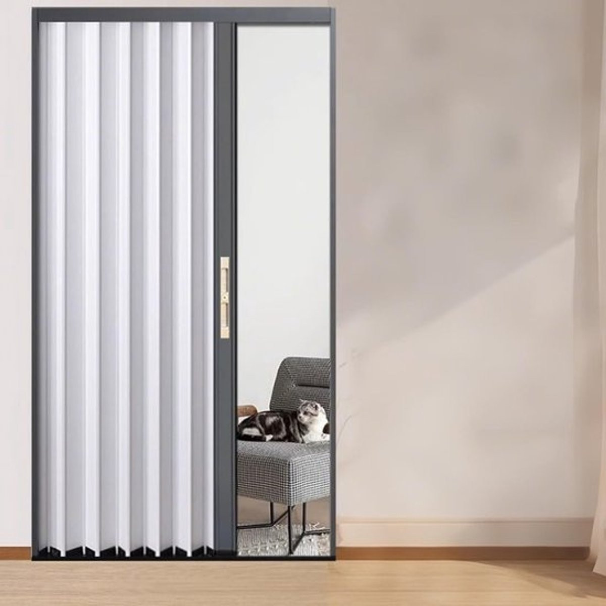 Wit Aluminium Vouwdeur Harmonicadeur voor Binnen Gebruik B/H: 70 x 220 cm