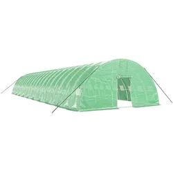 Helloshop26 - Gewächshauszelt für Pflanzen Blumen und Gemüse mit Stahlrahmen 120 m2 20 x 6 x 2,85 m grün