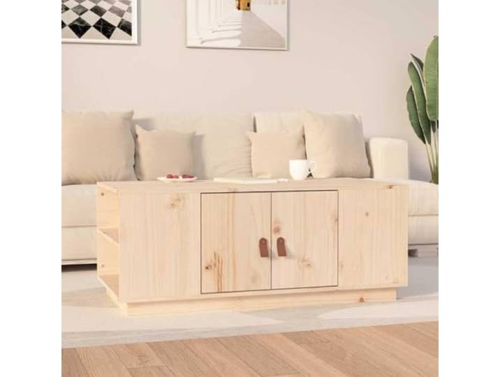 HEFZGDB Couchtisch aus Massivholz Kiefer 100x50x41 cm mit Stauraum Fächern Ablagen als Beistelltisch Wohnzimmertisch Sofatisch für Bücher Zeitschriften rustikale Optik