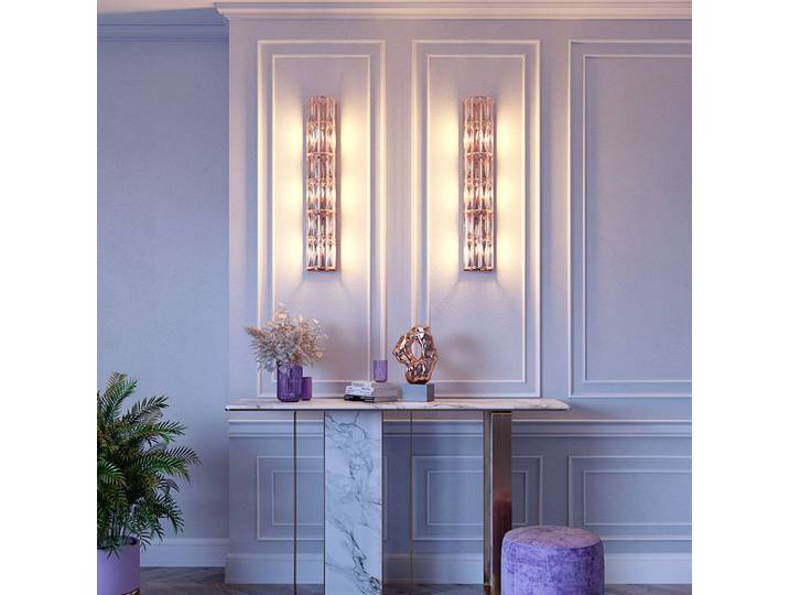 Maytoni Kristall Wandlampe Facet, dimmbar, messing / gold, für Flurbereich, Glas, Wandleuchte, Wandlampe Innen