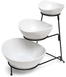 Gibson Elite Gracious Dining 3 Tier Bowl Server Set with Metal Stand