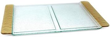 Classic Touch Glass 2 Sectional Tray with Gold Handles