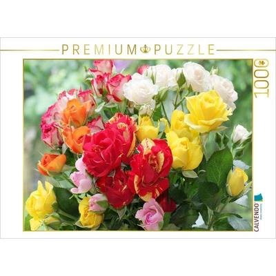 CALVENDO Puzzle Bunter Rosenstrauß | 1000 Teile Lege-Größe 64x48cm Foto-Puzzle für glückliche Stunden