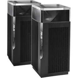 ASUS ZenWiFi Pro ET12 AXE11000 Tri-Band WiFi 6E Mesh System 2er Set kombinierbarer Router (6GHz-Band, duale 2.5G WAN LAN Ports, bis zu 550qm Abdeckung, ASUS Range Boost, AiProtection Pro) schwarz