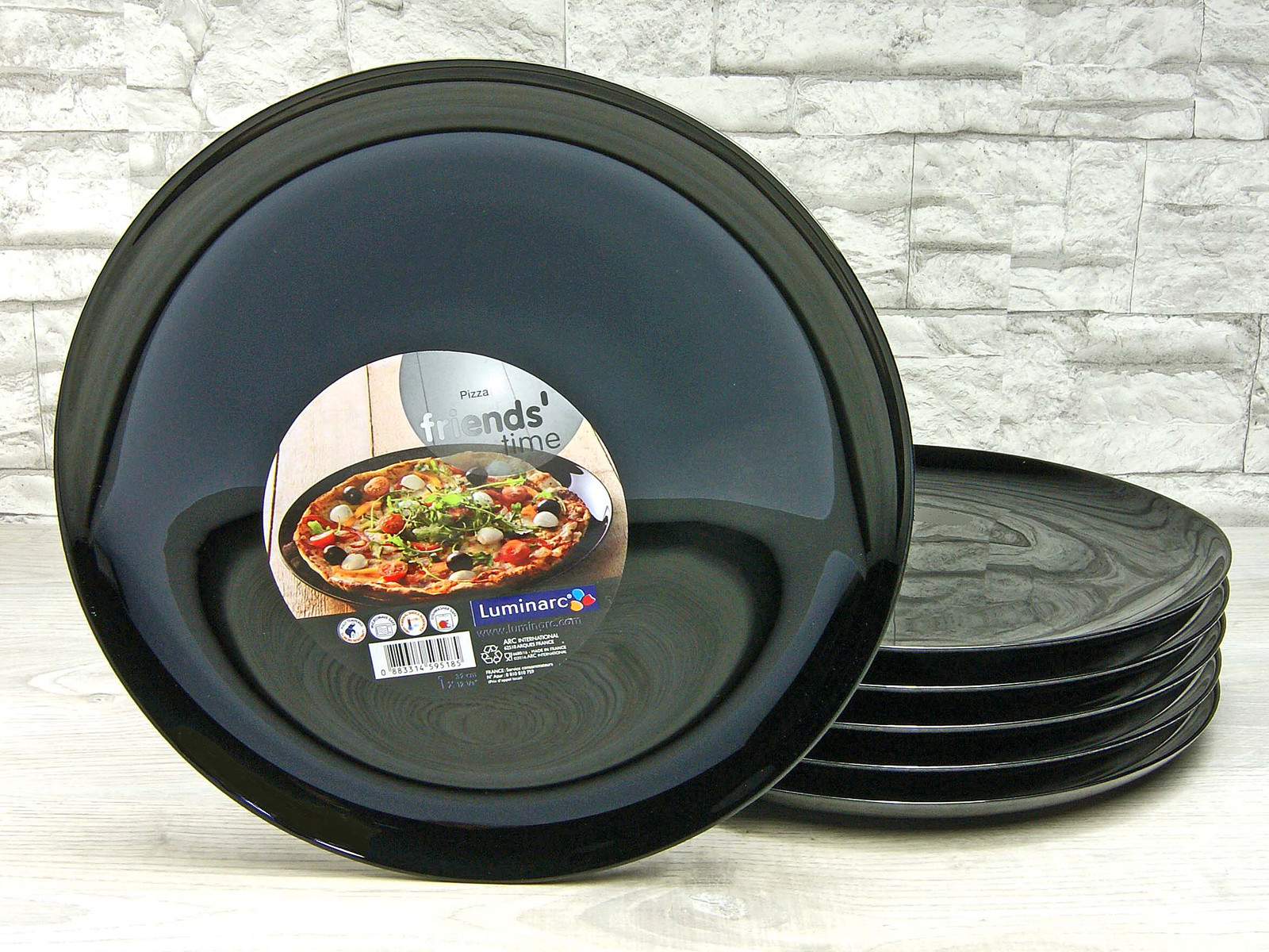 Luminarc Italian Party serviesset pizzaborden, 6-delig, zwart, B/D/H: 35 x 35 x 9 cm