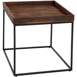 Mendler Beistelltisch HWC-K71, Kaffeetisch Couchtisch Tisch, Paulownia-Holz Metall 60x60x60cm ~ dunkelbraun