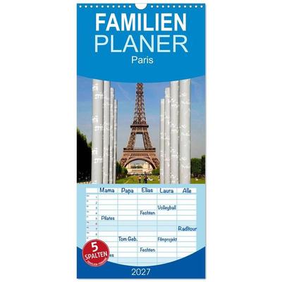 Familienplaner 2027 - Paris mit 5 Spalten (Wandkalender, 21 x 45 cm) CALVENDO