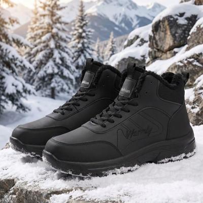 LightInthebox Men's Brown Lace-Up Winter Hiking Boots, Warm Non-Slip Sporty Outdoor Shoes for Adventurous Men, Snow Walking, Hiking and Travel