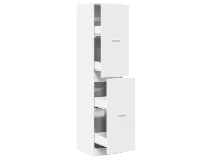 HGFDVCMR Apothekerschrank Weiß 40x41x174,5 cm Auszugschrank Holzwerkstoff Hoher Küchenschrank mit 4 Schubladen und Auszug für Büro und Küche. Bietet strukturierten Platz für Alltagsgegenstände.