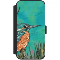 Nivocase Klapphülle für Apple iPhone 16 Plus Handyhülle aus Kunst Leder NIVOflip schwarz Malerei Tiere (Apple iPhone 16 Plus), Smartphone Hülle, Schwarz