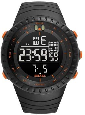 Quick Pick Pro SMAEL Men Digital Sports Watch Waterproof LED Outdoor Tactical Timepiece orange
