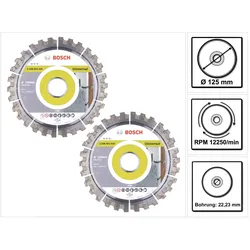 Bosch Professional, Sägeblatt, Diamant Trennscheibe Set 2x Best for Universal 125 x 22,23 mm ( 2x 2608603630 )