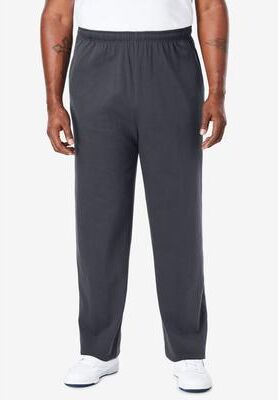 Men's Big & Tall Lightweight Jersey Open-Bottom Sweatpants by KingSize in Carbon (Size 8XL)