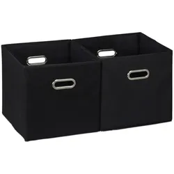 Relaxdays 6 x Aufbewahrungsbox Stoff schwarz Schwarz,Silber