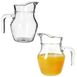 Valentin 2er Set Glaskrug Milch-Kanne mit Henkel Wein-Karaffe Limo Saft