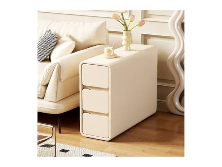 FZL02068LM Ecklager Ultraschmaler Sofa-Sideboard-Beistelltisch-Aufbewahrungsschrank(Beige)