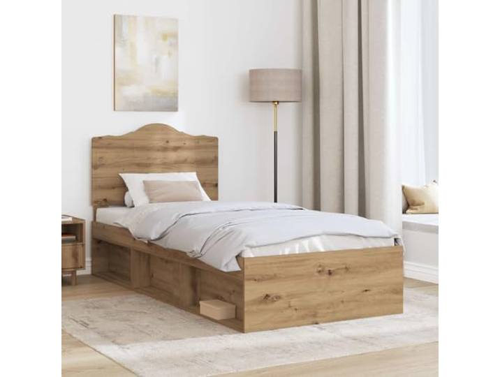 KTHLBRH Bettgestell Eiche Handwerk 75 x 190 cm Modernes Design, robuster Rahmen, minimalistische Linien, für zeitgenössisches Zimmer