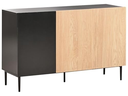 Blythe Modern 3-deurs dressoir MDF Zwart/Bruin met geribbelde voorkant