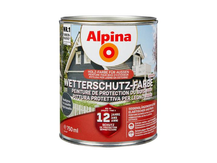 Alpina Wetterschutz-Farbe Basaltgrau Grau 0.75 l Seidenglanz