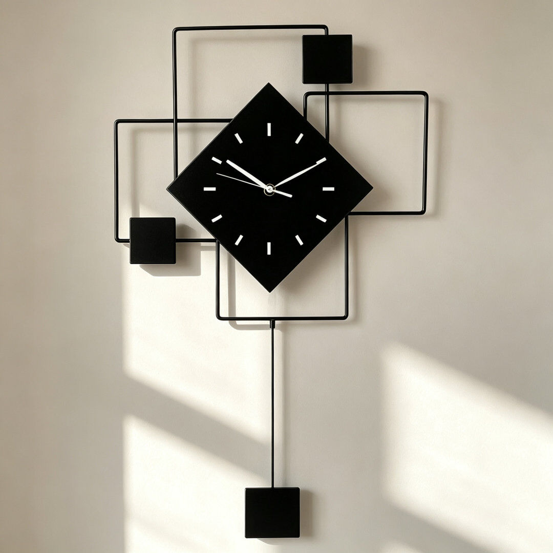 Metro Digital Wall Clock Black 48cm W X 61cm H X 5cm D