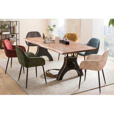 Esstisch SIT "Monterrey aus Akazie mit Baumkante & A-Metallgestell", beige (natur, schwarz, schwarz, natur), B:180cm H:74cm T:90cm, Akazie, Metall, Tische, Esstisch, 36 mm starke Akazienplatte mit Baumkante wie gewachsen