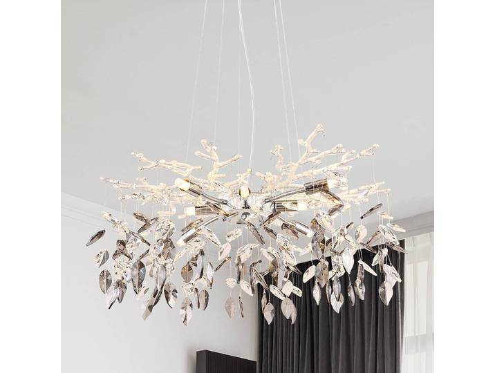 Lustre Danna Ø 61cm Transparent/Argenté Matériau : Verre, Métal Surface en métal : Chromé Type de métal : Fer Type de verre : Verre coloré LED