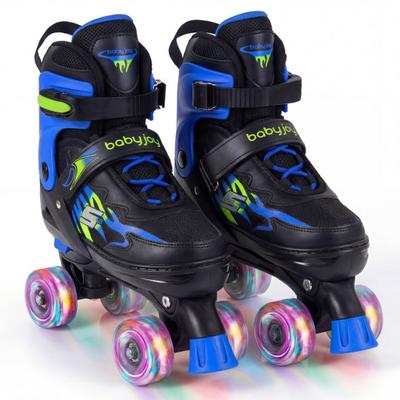Costway Kids Roller Skates for Girls Boys Teens 4 Sizes Adjustable Quad Skates with Light-up Wheels-Navy