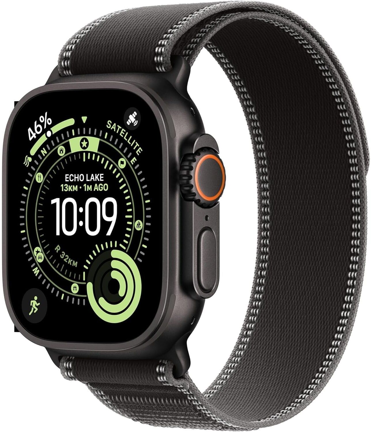 Apple Watch Ultra 3 GPS + Cellular 49mm Black Titanium with Black/Charcoal Trail Loop S/M