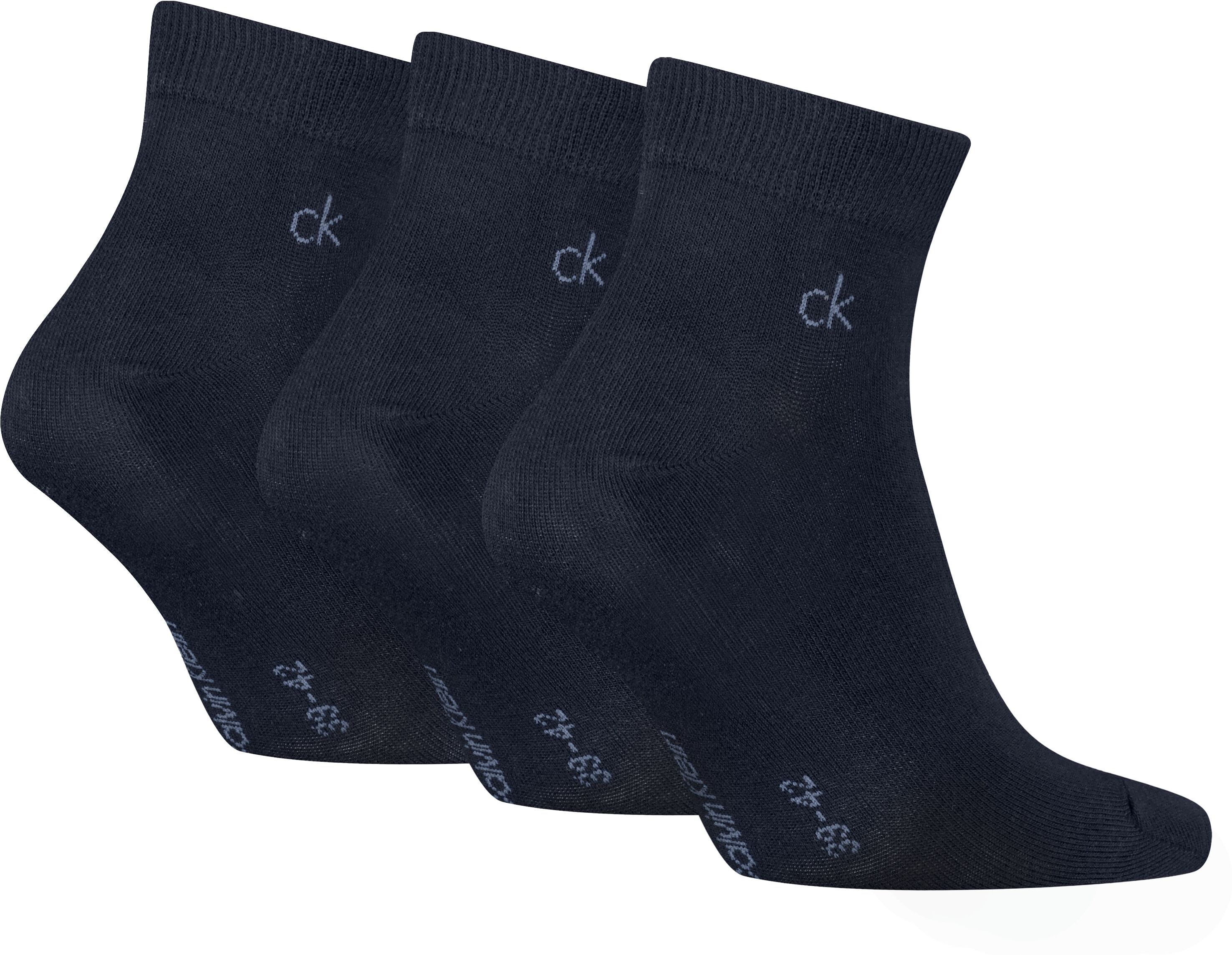 Kurzsocken CALVIN KLEIN "CK MEN QUARTER", Herren, Gr. 39-42, blau (navy), Baumwollmischung, normal, Socken Kurzsocken, Rippenbündchen, Cotton-Mix, elastisch navy 39-42
