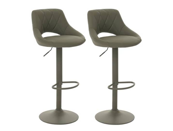 Mendler 2er-Set Barhocker HWC-N64, drehbar Kunstleder Metall - grün