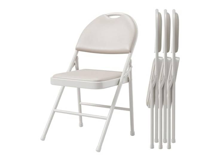 WEJIUAFB 4er‑Set Gepolsterter Klappstuhl, Metallrahmen, PU‑Leder Bezug Abwischbare Oberfläche, bodenschonende Gummifüße, stabile Dreiecksstruktur, platzsparend faltbar für Zuhause, Büro und Events