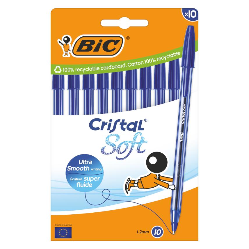 Bic Kugelschreiber Cristal Soft transparent Schreibfarbe blau, 10 St. (10x) (516357)