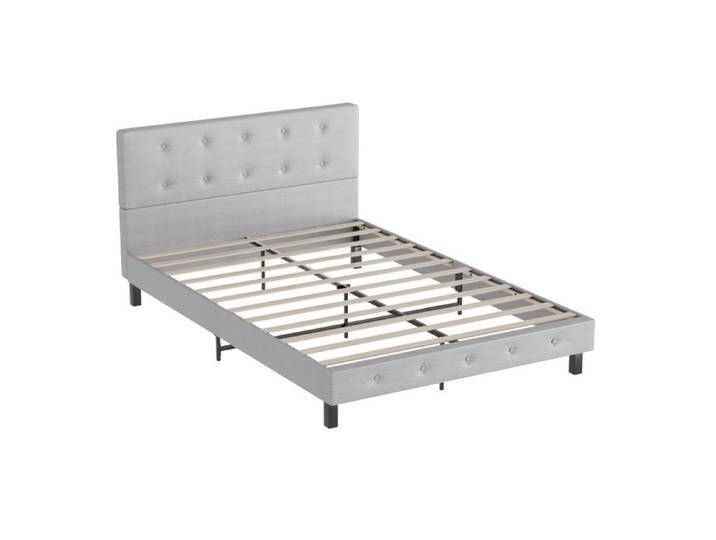 Bettizia Cadre de lit Sommier à lattes tissu gris clair 140*200CM STRUCTURE DE LIT