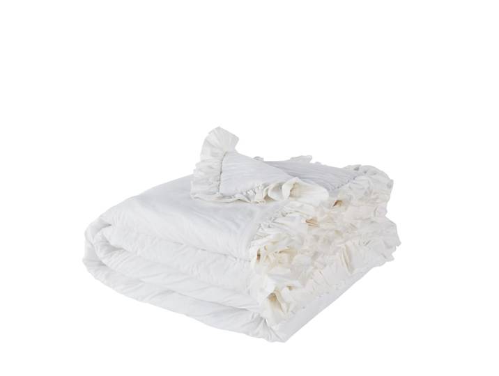 Couvre-lit boutis en coton avec volant écru 240x220