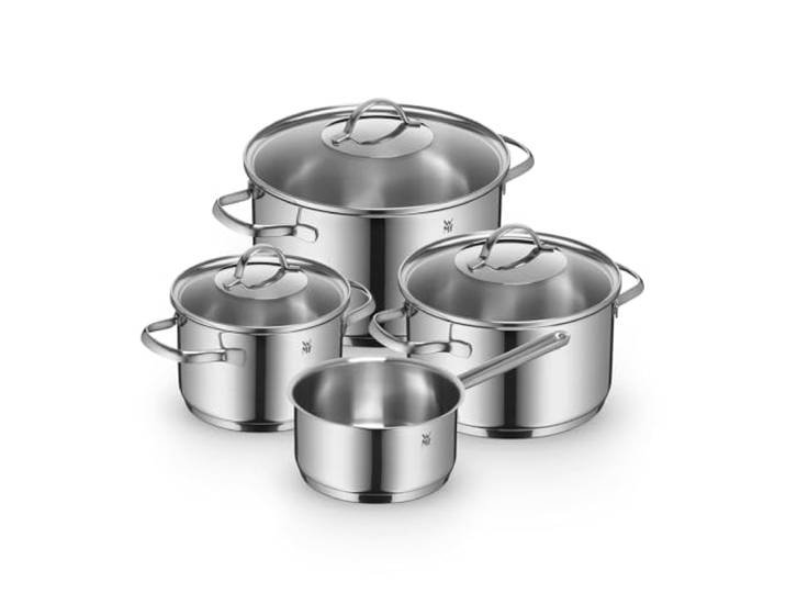 WMF Provence Plus Topfset Induktion 4-teilig, Kochtopf Set mit Glasdeckel, Cromargan Edelstahl poliert, unbeschichtete Töpfe