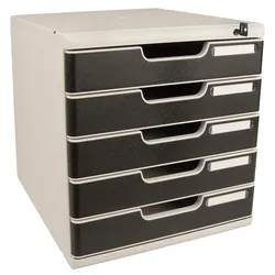 Exacompta 331014D 1x MODULO A4 - 5 Laden mit Schlüssel verschliessbar Office - Schwarz