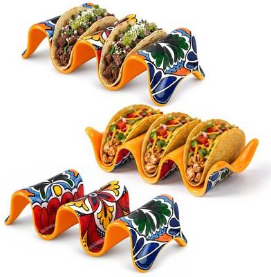 Prepara Melamine Taco Holder 3 Pack Coastal Stripes Holds Tacos Upright