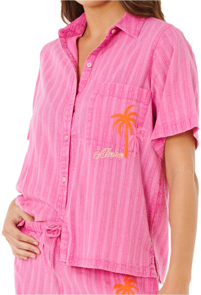 Rip Curl hotel malibu embroid camisa manga corta mujer Rosa (M)