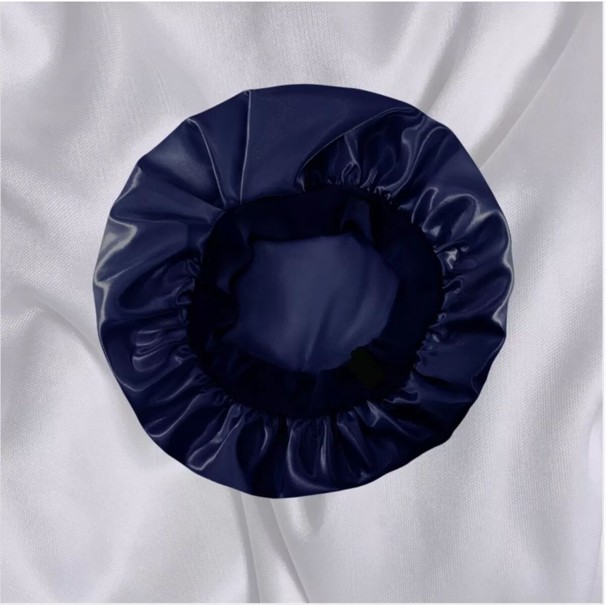 INF Einstellbare nahtlose Schlafhaube mit Seidengefühl – elastische Komfort-Bonnet für Haarschutz und Wärme Navy blau
