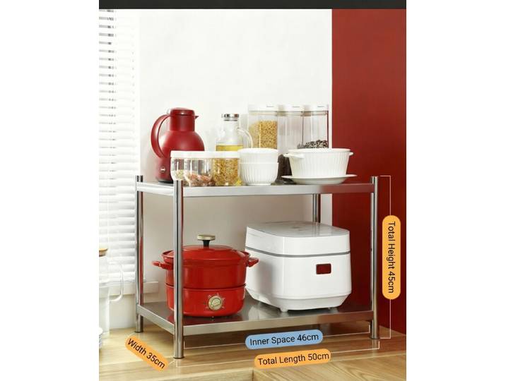 COOKER KING Support de comptoir double épaisseur pour plan de travail, étagère extensible et coulissante, hauteur réglable, organiseur d’appareils de cuisine