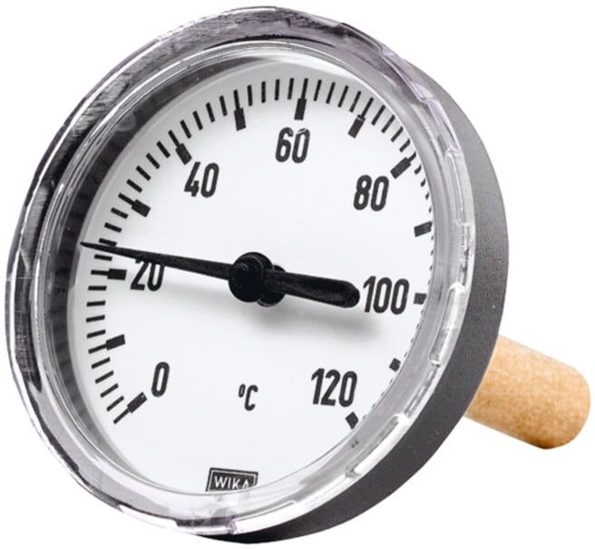 Riegler Thermomètre bimétallique, G 1/2 H, longueur de plongeur 100 mm Ø63, jusqu'à 120° (4606)