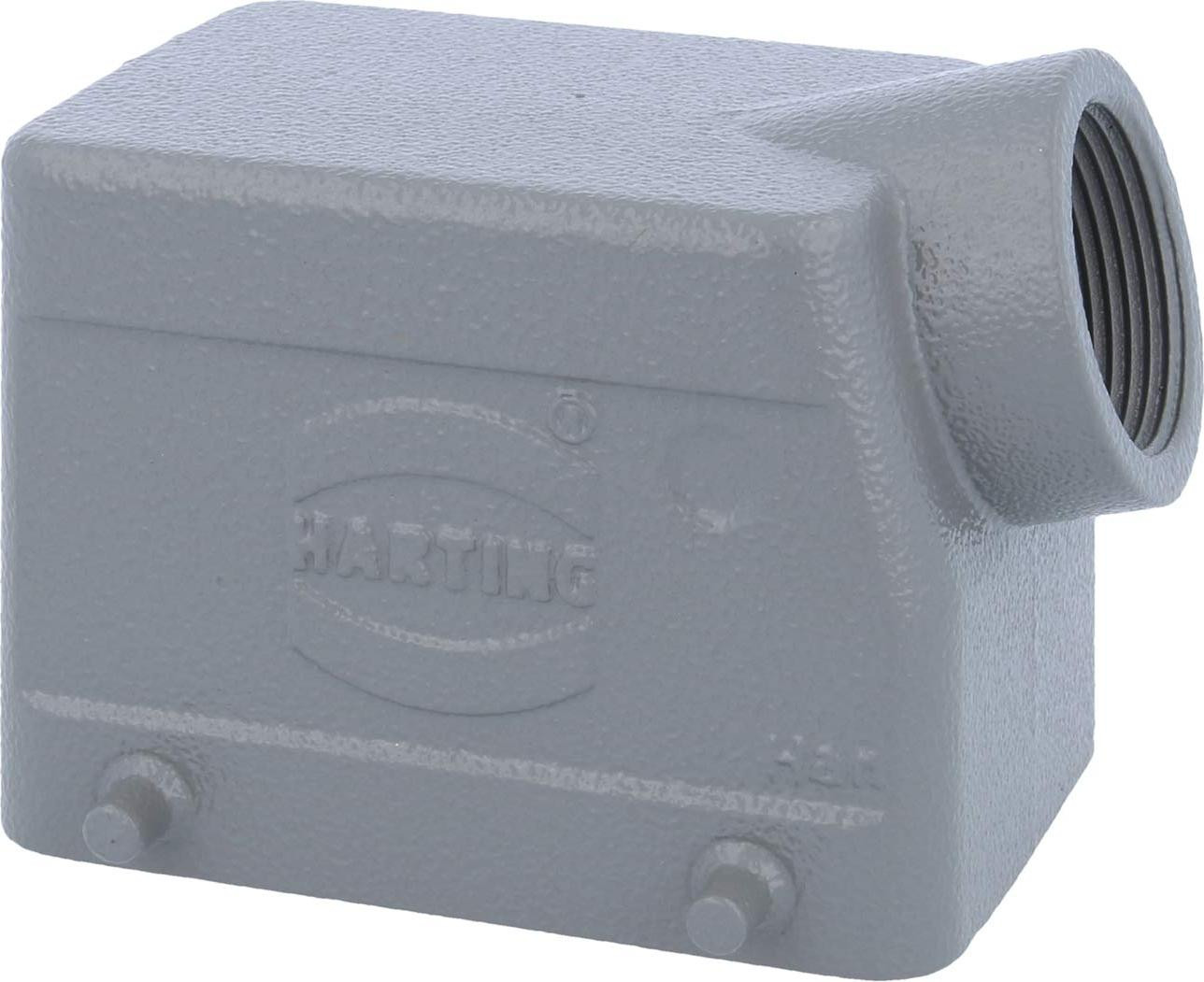 Harting Han 32A laag model met stoffen behuizing en 1x PG21 kabeluitgang aan de zijkant