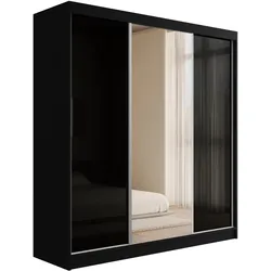 KLEIDERSCHRANK mit Spiegel V2-VITA 215x200 cm - Schwarz