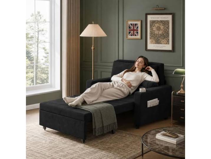 STMHOM 3-in-1 Schlafsofa 56'' – Loveseat Bett Mit Ausziehfunktion, USB- & Type-c-Ladeanschluss