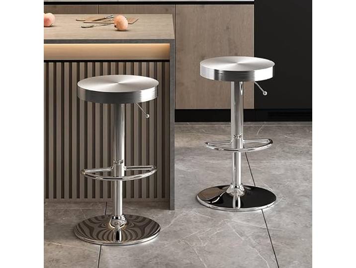 PLKASHUC Moderne drehbare Barhocker, 2er-Set, höhenverstellbar, mit Fußstütze(Silver)