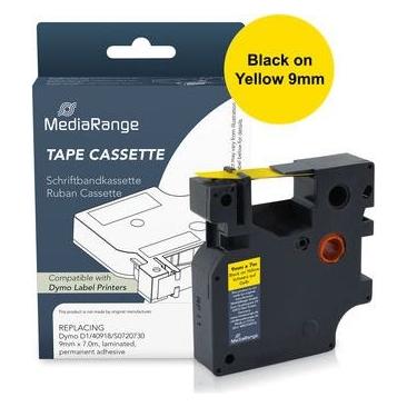 MediaRange Schriftbandka. Dymo D1/40918/S0720730 9mmx7m sw (0.90 cm, Schwarz, Schwarz) (MRDY40918)