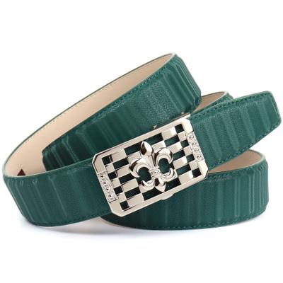 Ledergürtel ANTHONI CROWN, Damen, Gr. 100, grün, Leder, unifarben, Gürtel Ledergürtel, mit silberfarbener stilisierter Lilien-Schnalle