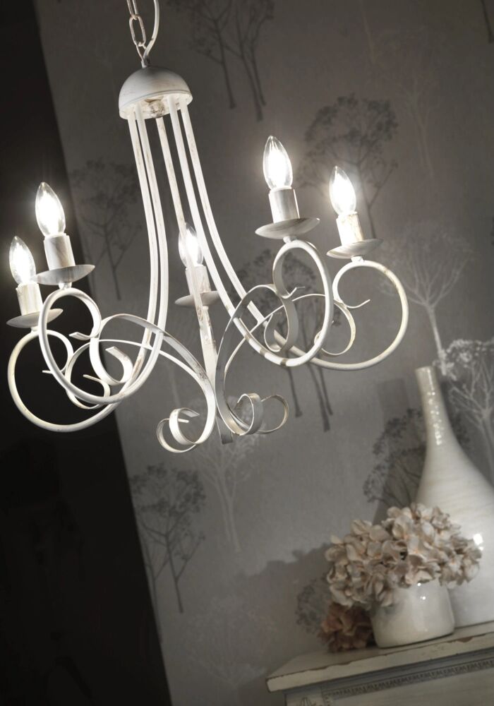 Onli LAMPADARIO POMPEI 5 LUCI BIANCO INVECCHIATO