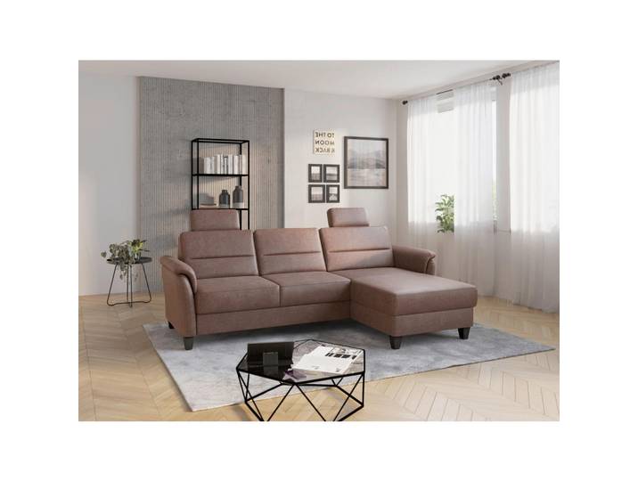 Ecksofa, Haselnuss, 244x163 cm, Textil, 4,5-Sitzer, Ottomane Rechts, Sit&More