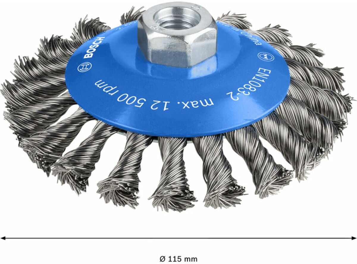 Bosch Kegelbürste Heavy for Metal gezopft 115 mm 0,5 mm 12500 U/min M14 (2608622058)